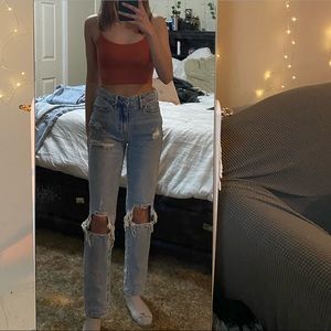 SOLD PacSun Light Blue Distressed Mom Jeans